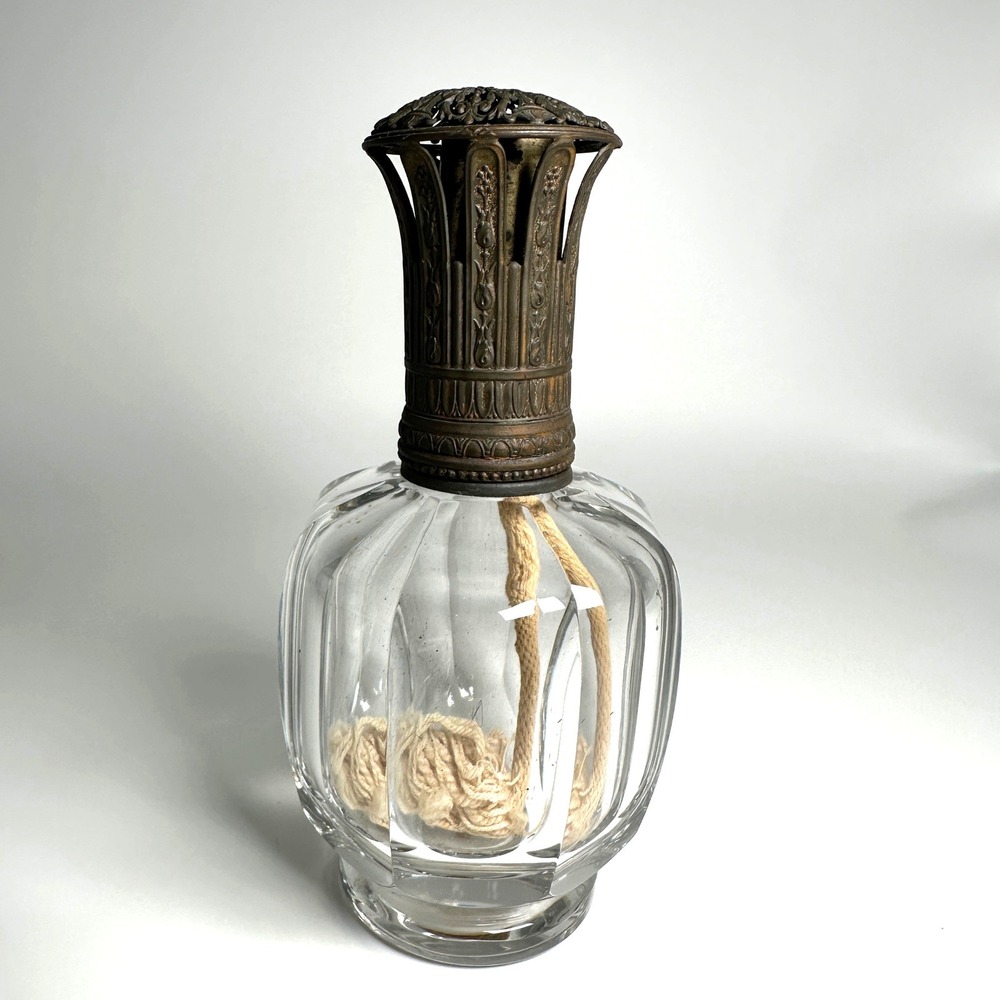 Antique Baccarat France Crystal Fragrance Lamp Berger Art Deco Paper Label 1930s